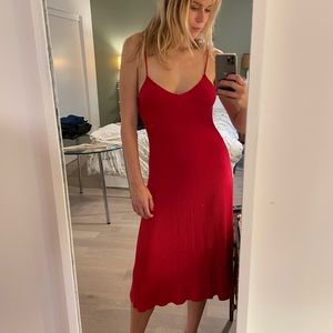 REFORMATION Cherry Red Knit Ribbed Dress